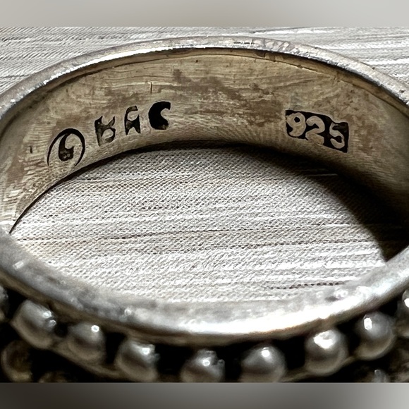 Vintage Designer Signed Handmade Beaded/Dotted Eternity Band Ring, Size 7.5 - Picture 4 of 9